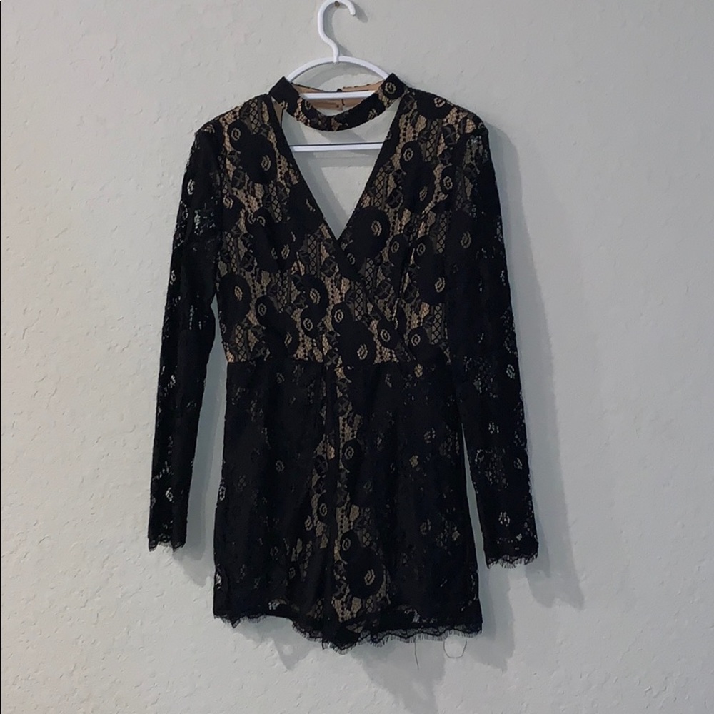 Long sleeve lace romper